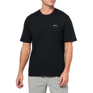 BOSS Men’s Waffle Contrast Logo Short-Sleeve T-Shirt(Black Carbon)