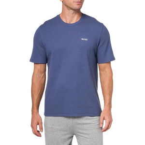 BOSS Men’s Waffle Contrast Logo Short-Sleeve T-Shirt(Blue Corn)