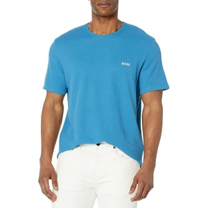 BOSS Men’s Waffle Contrast Logo Short-Sleeve T-Shirt(Cerulean Blue)
