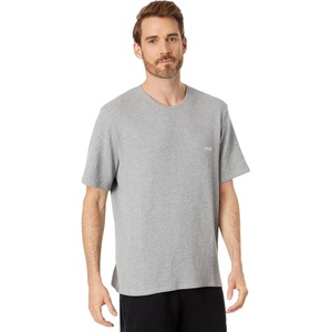 BOSS Men’s Waffle Contrast Logo Short-Sleeve T-Shirt(Light Cloud Grey)