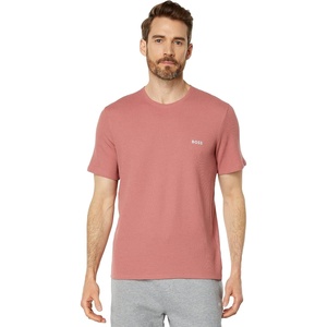 BOSS Men’s Waffle Contrast Logo Short-Sleeve T-Shirt(Misty Rose)