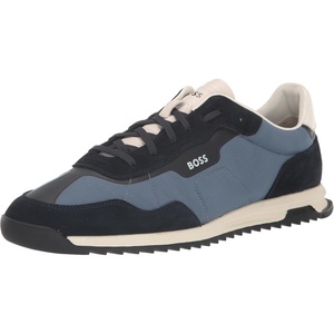 BOSS Men’s Zayn Low Profile Suede Leather Two Tone Sneaker(Admiral Blue/Dusty Blue)