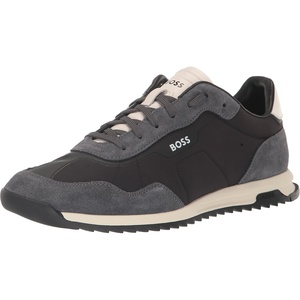 BOSS Men’s Zayn Low Profile Suede Leather Two Tone Sneaker(Black Oil)