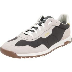 BOSS Men’s Zayn Low Profile Suede Leather Two Tone Sneaker(Charcoal)