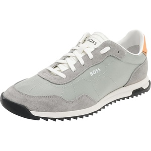 BOSS Men’s Zayn Low Profile Suede Leather Two Tone Sneaker(Open Grey63)