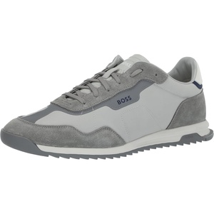 BOSS Men’s Zayn Low Profile Suede Leather Two Tone Sneaker(Pebble Grey/Off White/Blank White)