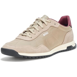 BOSS Men’s Zayn Low Profile Suede Leather Two Tone Sneaker(Wheat)