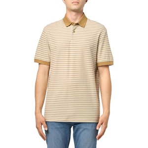 BOSS, Stripe Cotton Short Sleeve Polo Shirt, Cappuccino, XXL