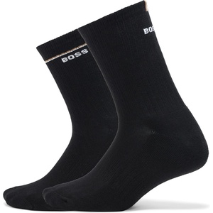 BOSS Women’s 2-pack Sporty Ribbed Quarter Length Socks(Black / White / Camel)