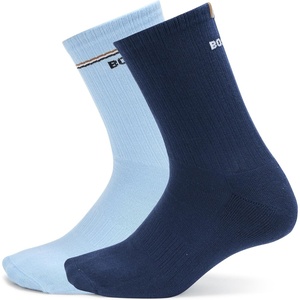 BOSS Women’s 2-pack Sporty Ribbed Quarter Length Socks(Niagara Blue/Blue Marine)