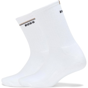 BOSS Women’s 2-pack Sporty Ribbed Quarter Length Socks(White / Camel / Deep Black)