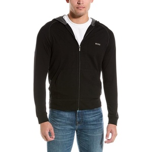BOSS mens Mix&match Zip Up Hoodie(Raven)