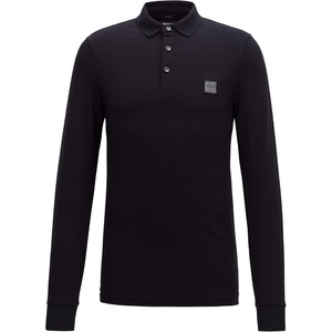 Hugo Boss Passerby Long Sleeve Cotton Black Polo Shirt(Black)