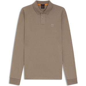 Hugo Boss Passerby Long Sleeve Cotton Black Polo Shirt(Open Green 346)