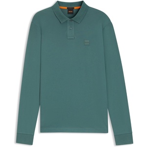 Hugo Boss Passerby Long Sleeve Cotton Black Polo Shirt(Open Green)