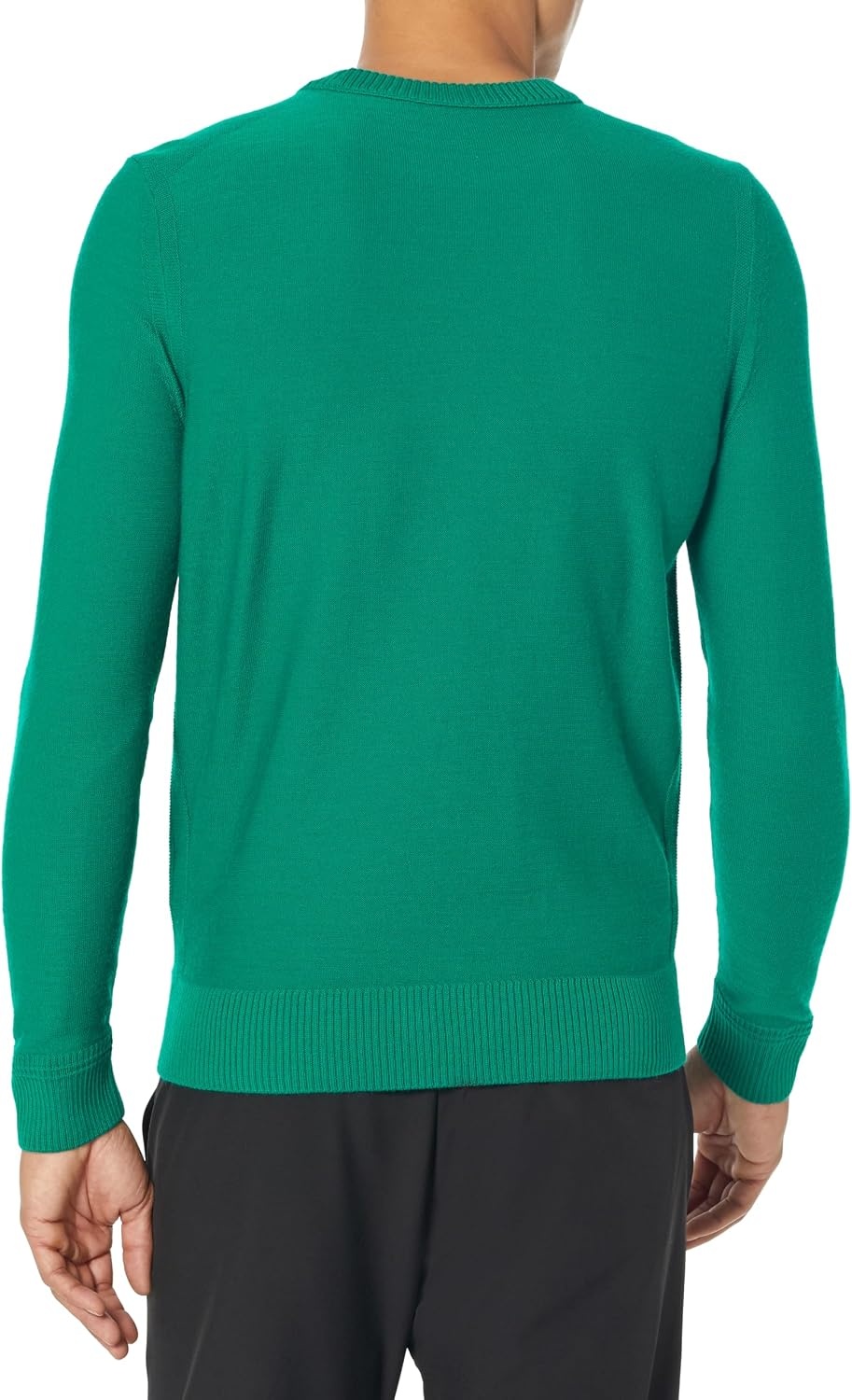 image:imageBOSS Mens Brand Embroidered Wool Blend Sweater in Reverse KnitMeta Green