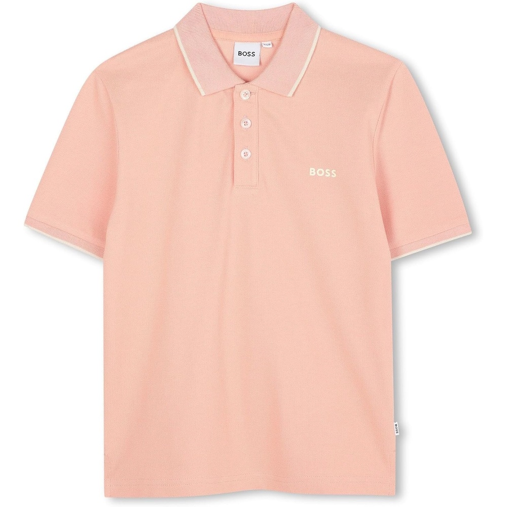 image:imageBOSS Boys Boys Short Sleeve Polo Kids Short Sleeve Cotton Classic Fit PoloBlossom Pink