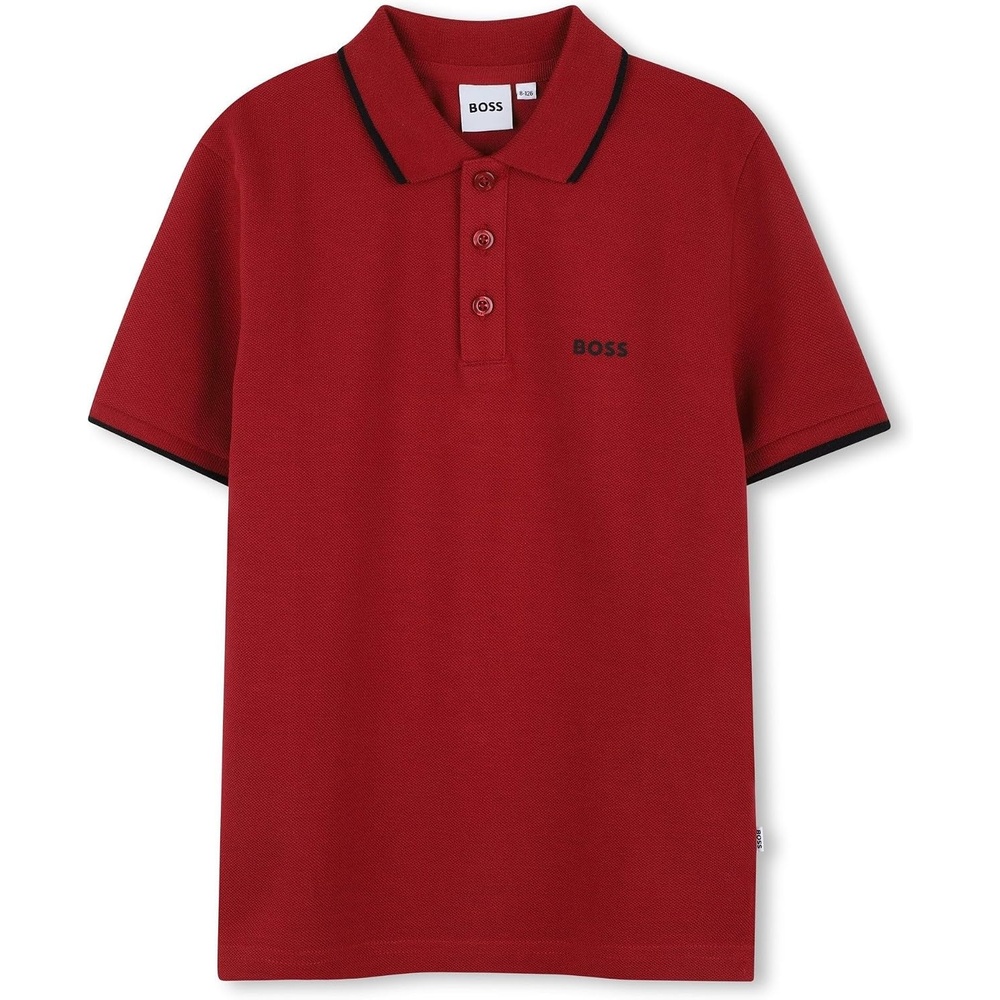 image:imageBOSS Boys Boys Short Sleeve Polo Kids Short Sleeve Cotton Classic Fit PoloDark Red