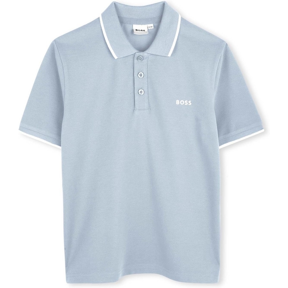 image:imageBOSS Boys Boys Short Sleeve Polo Kids Short Sleeve Cotton Classic Fit PoloPale Blue