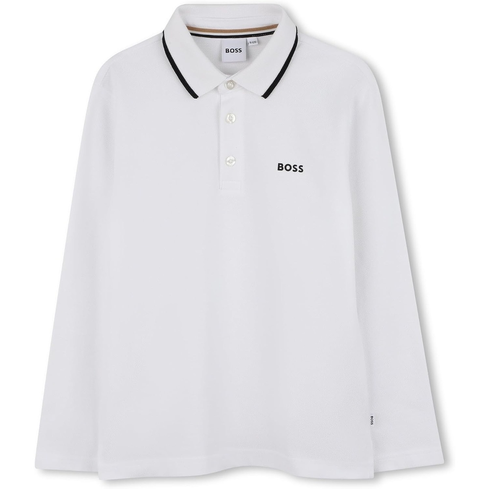 image:imageBOSS Boys Long Sleeve Polo Kids Short Sleeve Cotton Classic Fit PoloWhite