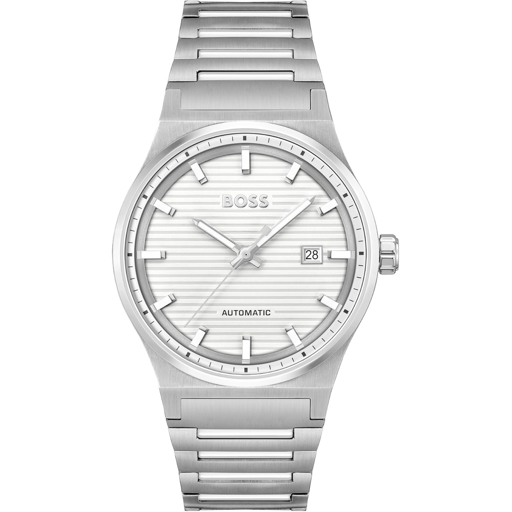 image:imageBOSS Candor Auto Mens Automatic Watch Stainless Steel 5ATM50m Water Resistant  Refined and Elegant Timepiece  SelfWinding  Gift for Him 41mmSilver