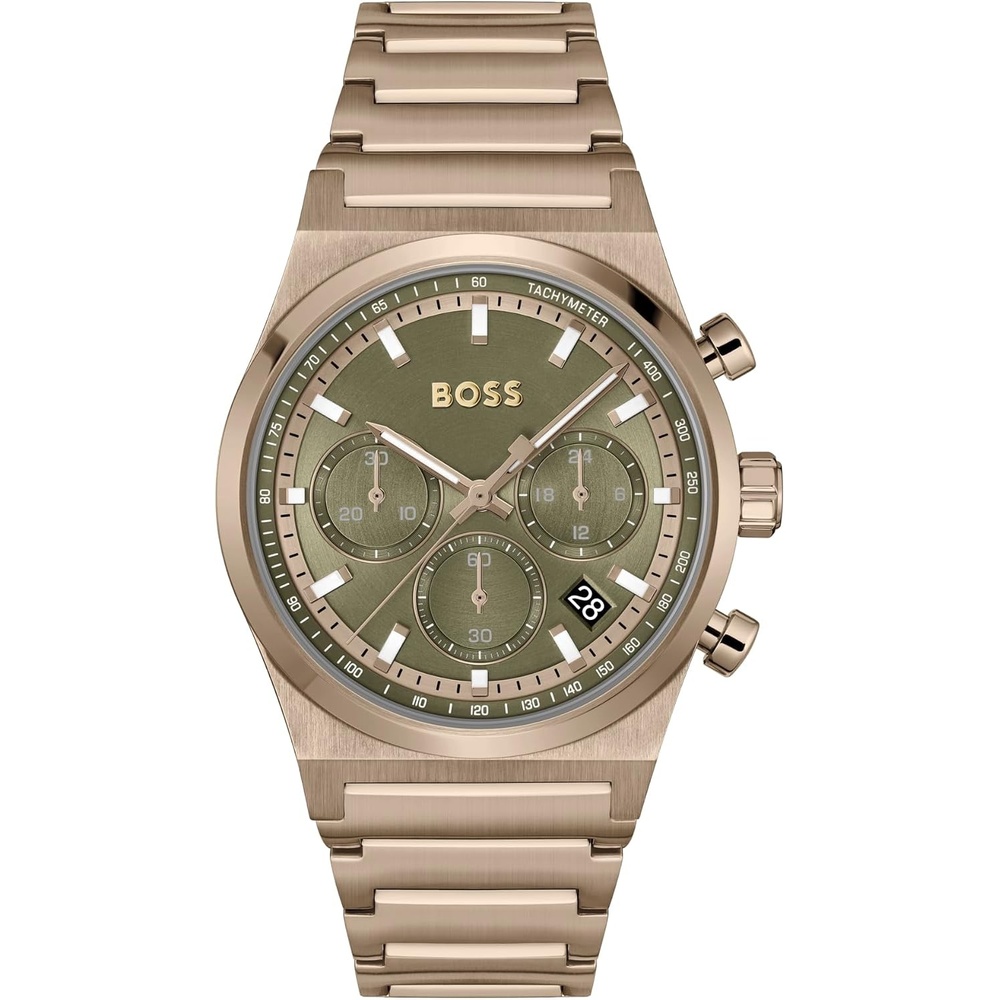 image:imageBOSS Candor Mens Chronograph Watch Quartz Movement Stopwatch Function Water Resistant up to 50 Meters 5ATM Gift for HimGold Plated