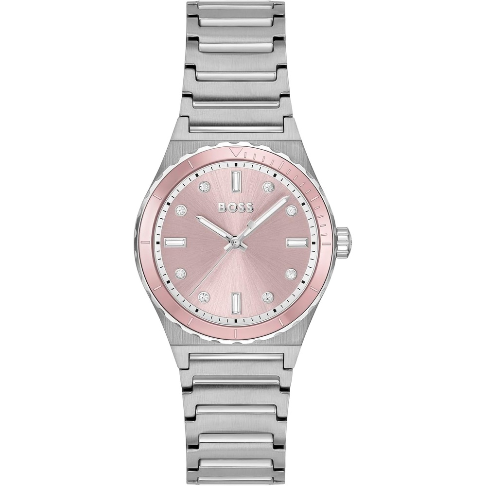 image:imageBOSS Candor Womens Sport Watch Dive Inspired Design Crystal Indexes Quartz Movement Water Resistant up to 30 Meters 3ATM Gift for HerSilver