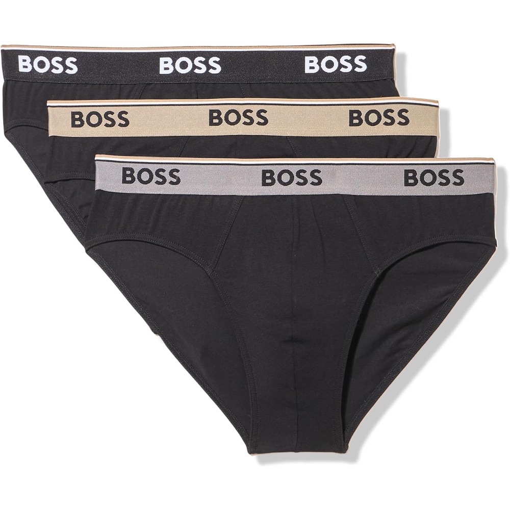 image:imageBOSS Mens 3pack Bold Logo Solid BriefsBlack Magnolia