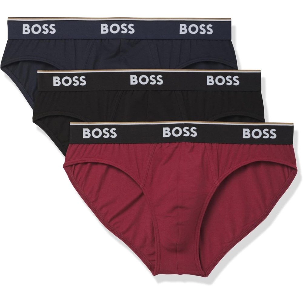 image:imageBOSS Mens 3pack Classic Regular Fit Stretch BriefsBlack Cherry  Black Berry Blue  Black Currant