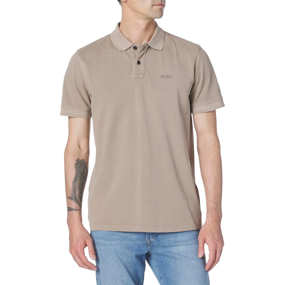 image:imageBOSS Mens Basic Short Sleeve Pique Polo ShirtDesert Taupe