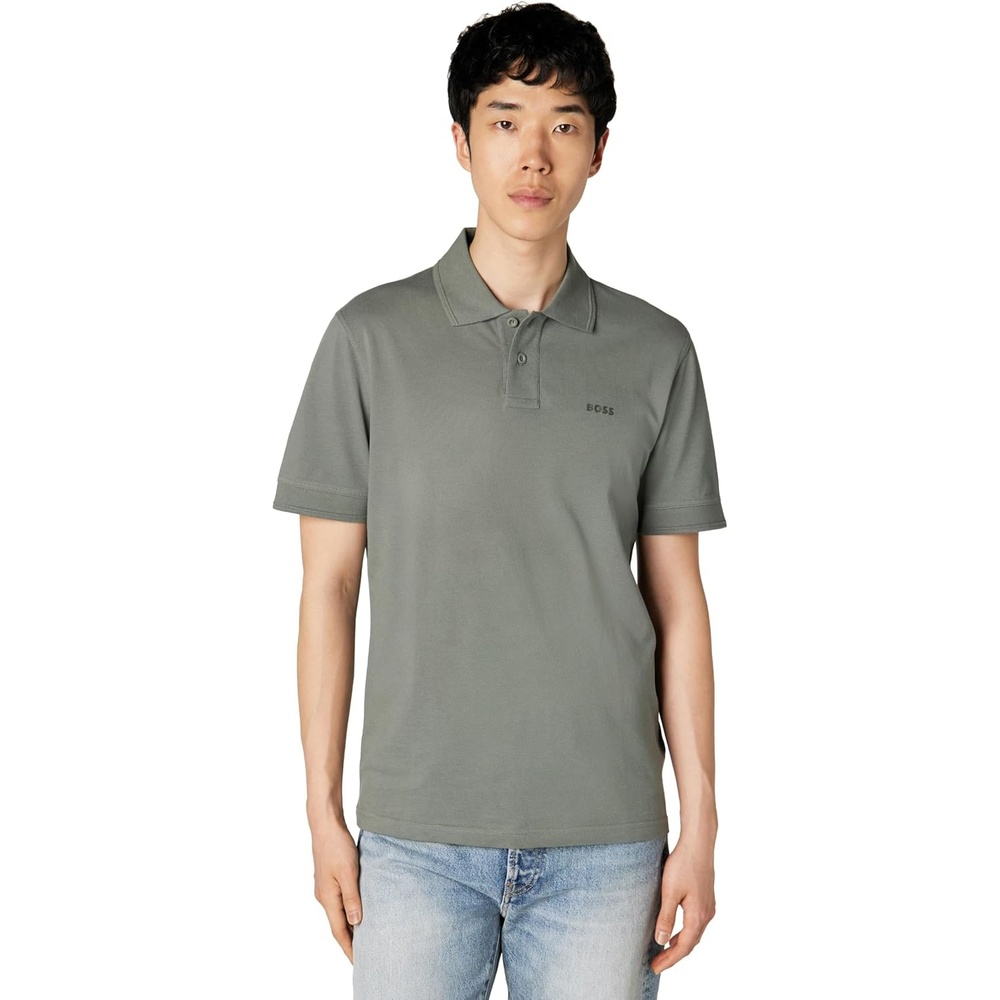 image:imageBOSS Mens Basic Short Sleeve Pique Polo ShirtGalaxy Grey