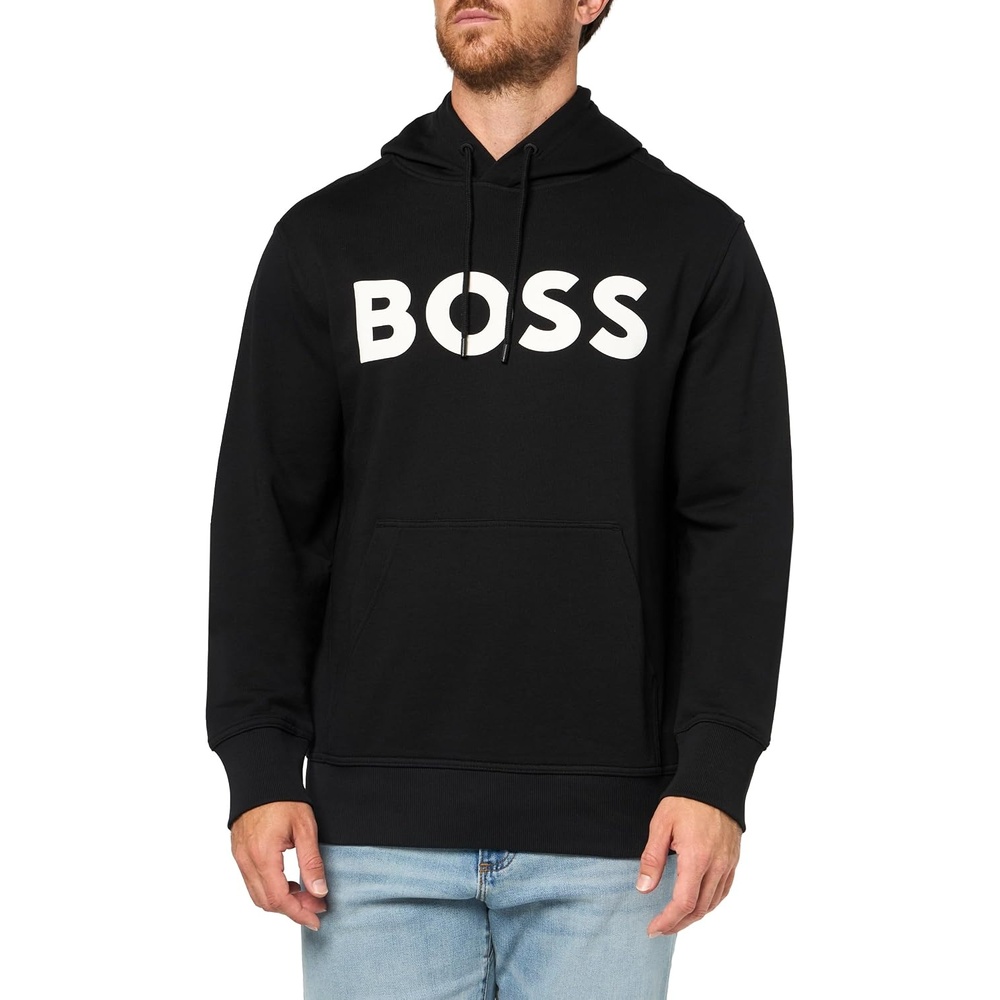 image:imageBOSS Mens Big Logo Cotton Hooded SweatshirtBlack Cream