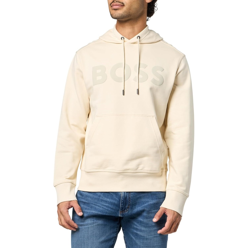 image:imageBOSS Mens Big Logo Cotton Hooded SweatshirtSeed Pearl