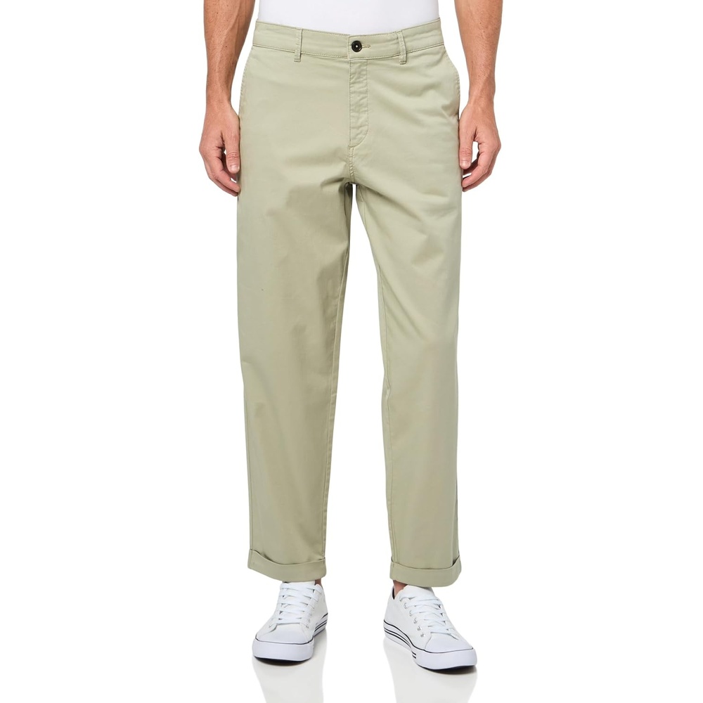 image:imageBOSS Mens Chino Turn Up Twill TrousersMoss Green