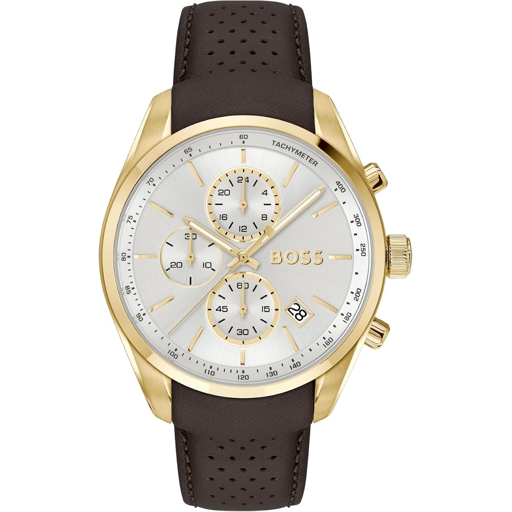 image:imageBOSS Mens Chronograph Quartz Watch with 6 OClock SubDialSilver Brown