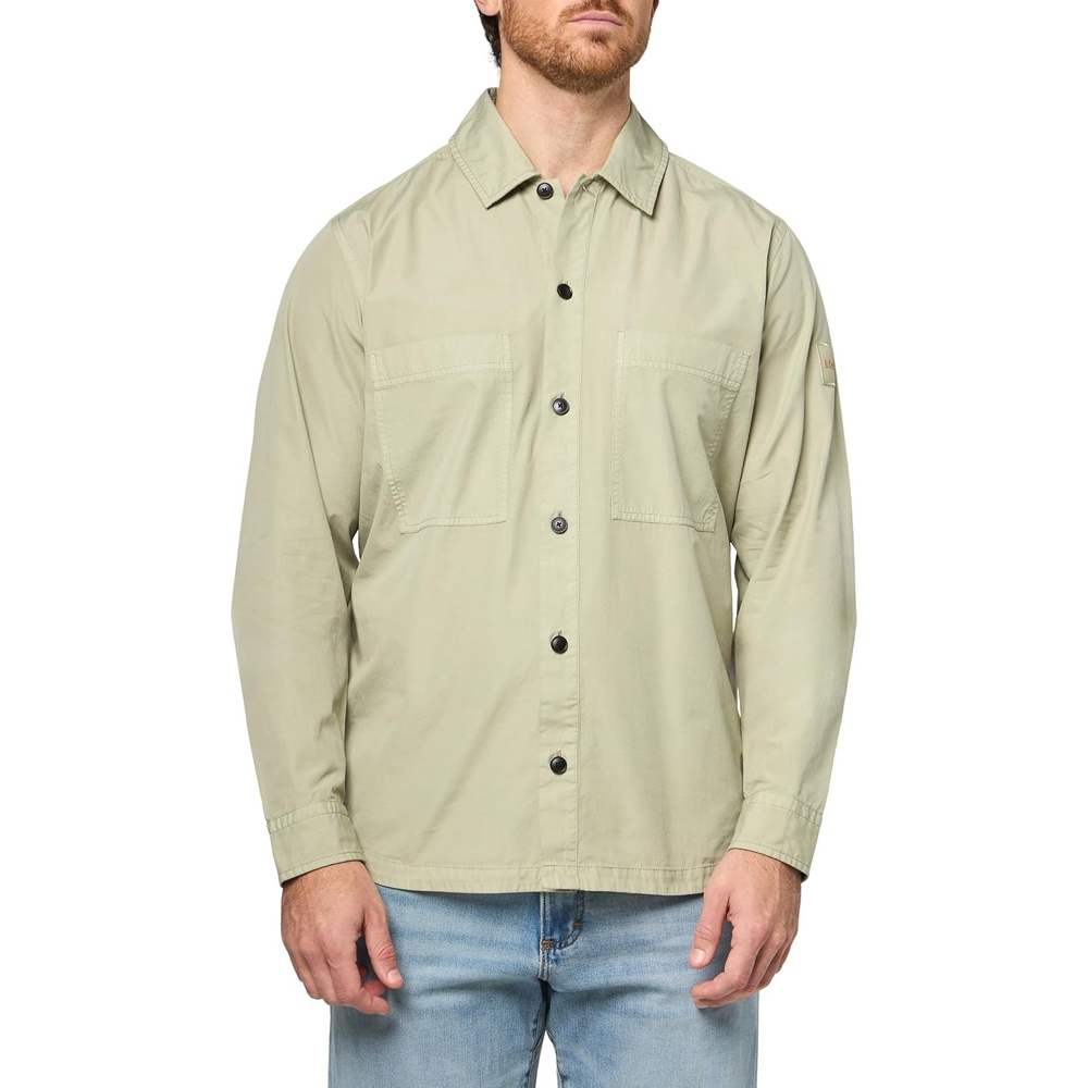 image:imageBOSS Mens Garment Dyed Twill OvershirtMoss Green
