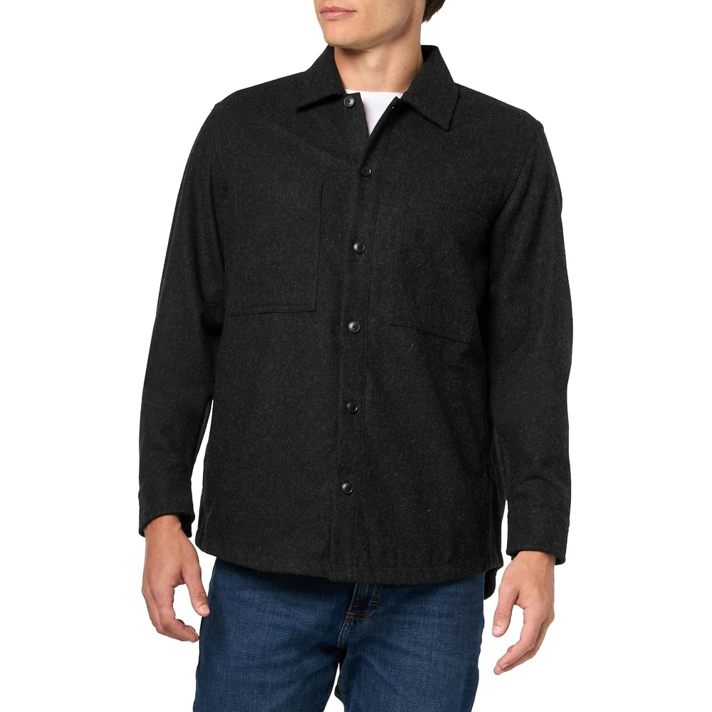 image:imageBOSS Mens Garment Dyed Twill OvershirtPitch Black