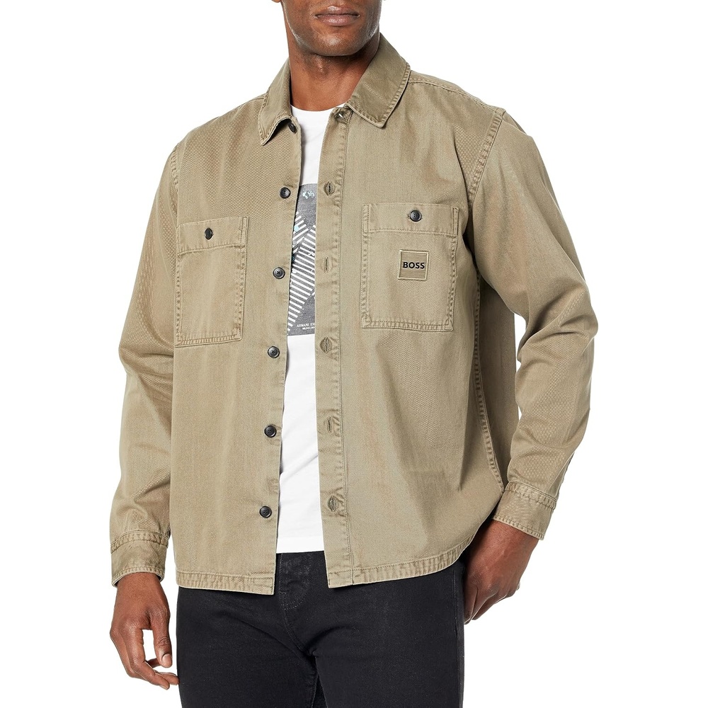 image:imageBOSS Mens Garment Dyed Twill OvershirtTrout Green