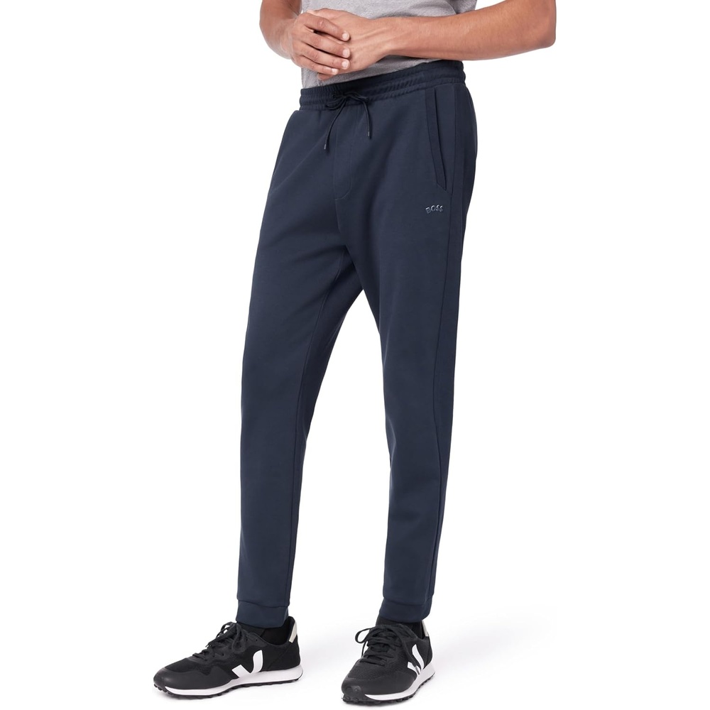 image:imageBOSS Mens Hadiko Curved Logo Cuffed SweatpantsDark Blue