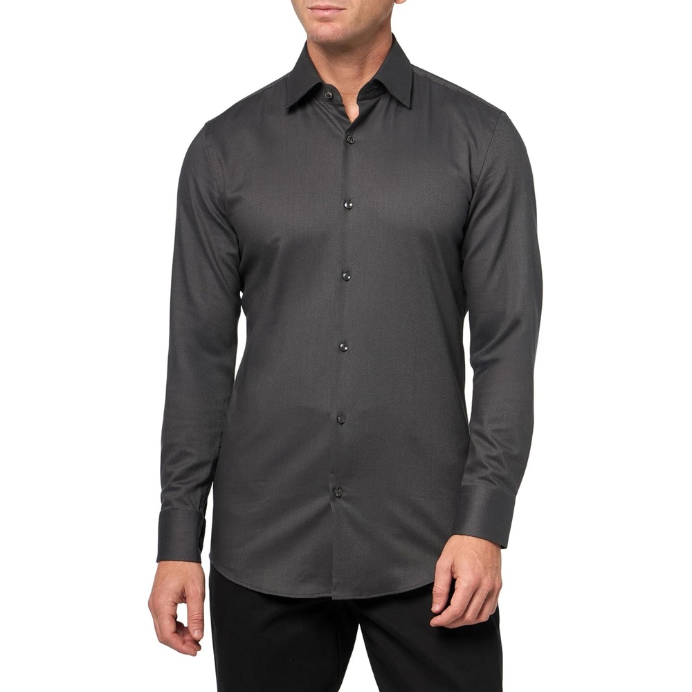 image:imageBOSS Mens Hank Stretch Twill Button Down ShirtGrey Shine