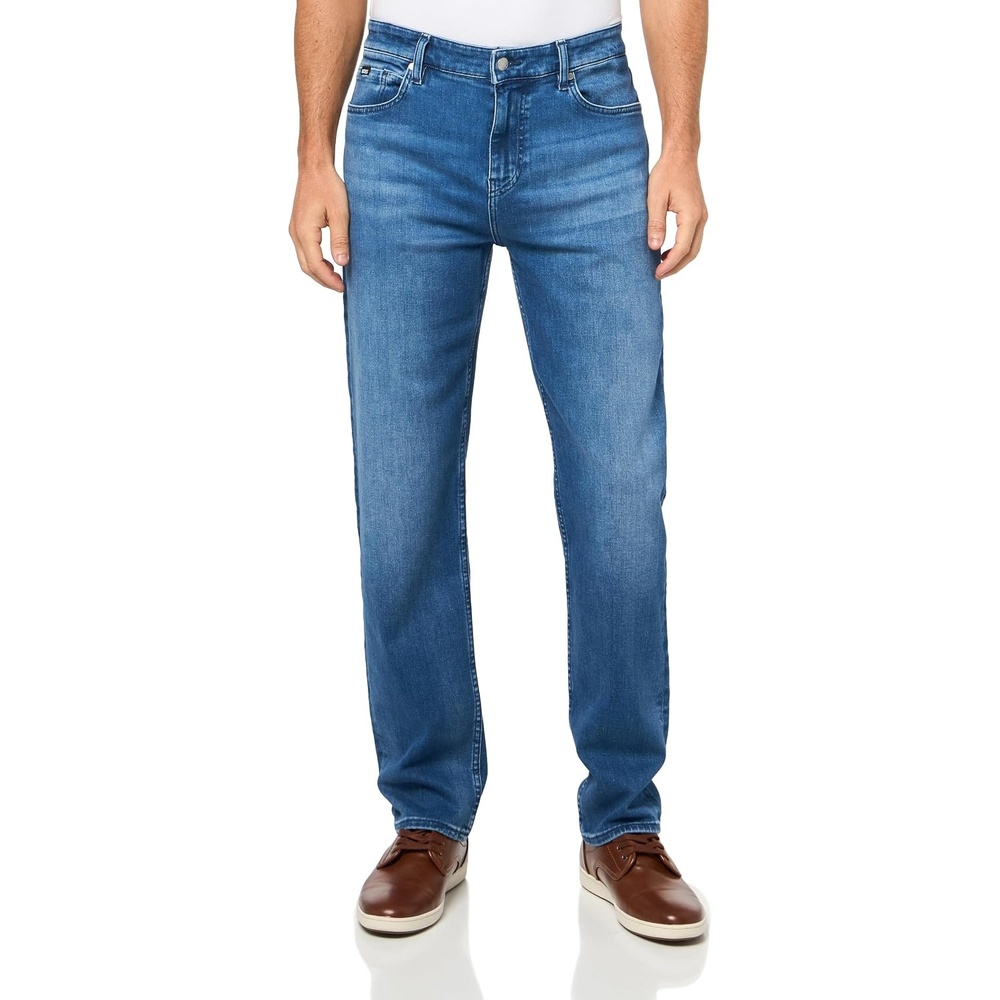 image:imageBOSS Mens HreMaine Tapered Leg Stretch Cotton JeansMedium Blue