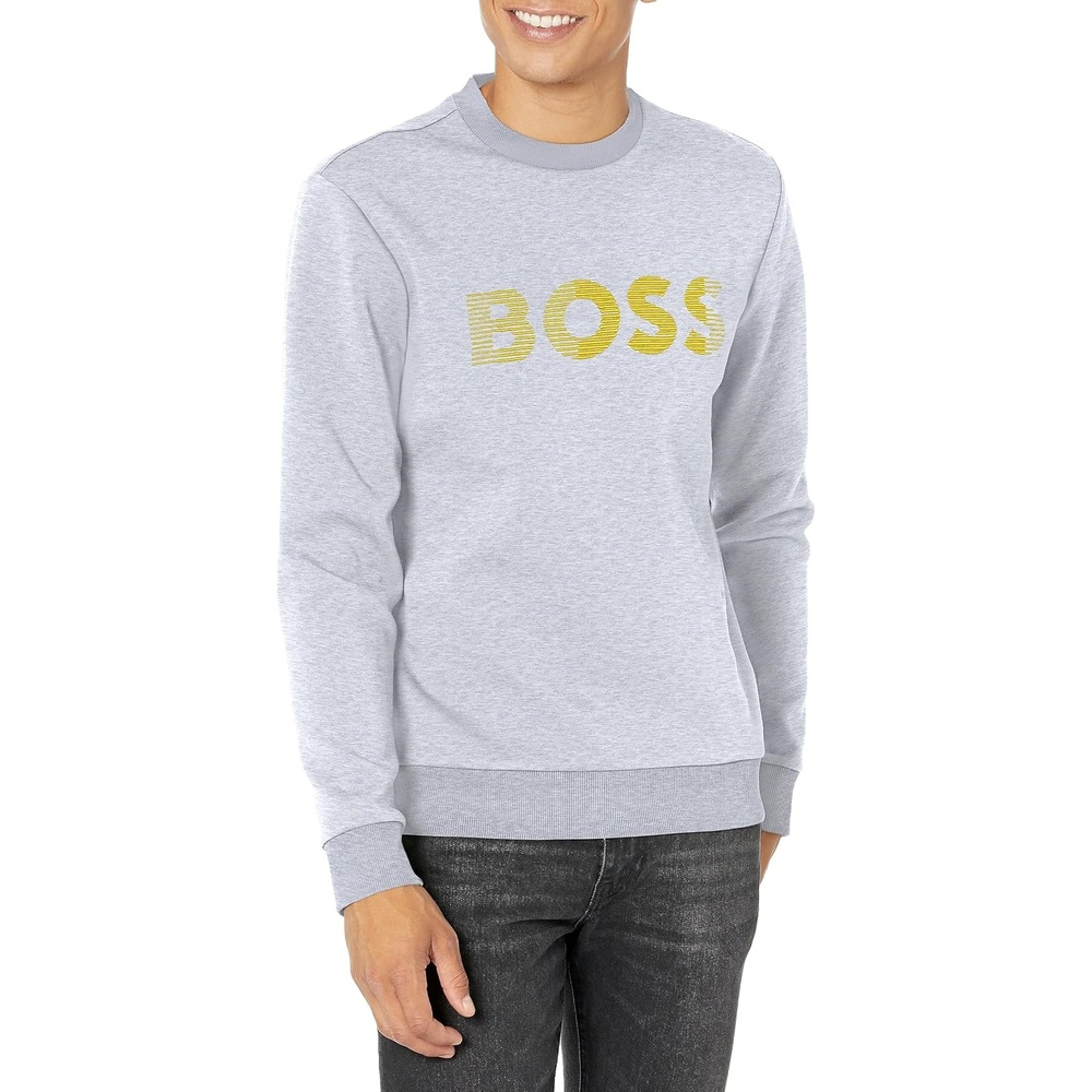 image:imageBOSS Mens Line Logo Jersey Crewneck SweatshirtGlacier Grey
