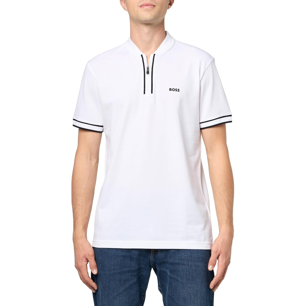 image:imageBOSS Mens Pariq Zip Collar Polo ShirtWhite Oak