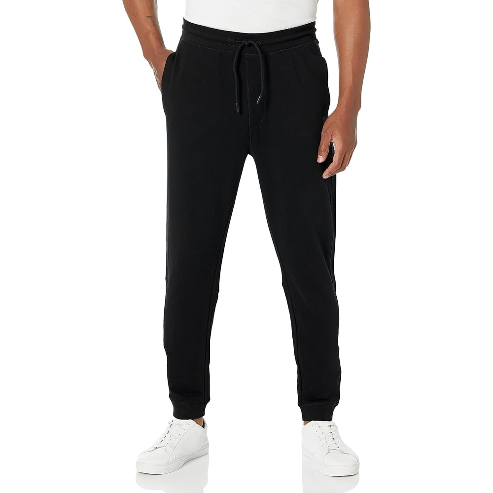 image:imageBOSS Mens Patch Logo French Terry Cotton JoggersBlack Fog