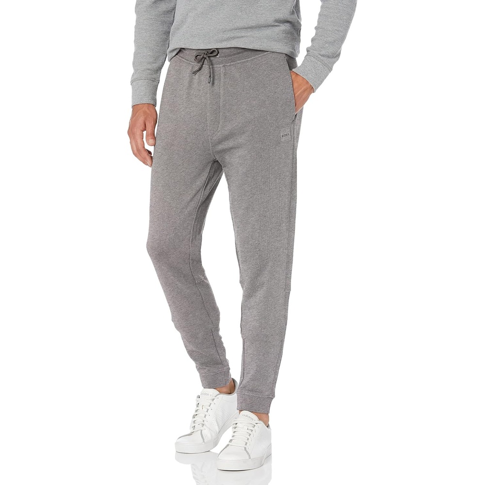 image:imageBOSS Mens Patch Logo French Terry Cotton JoggersFog Grey