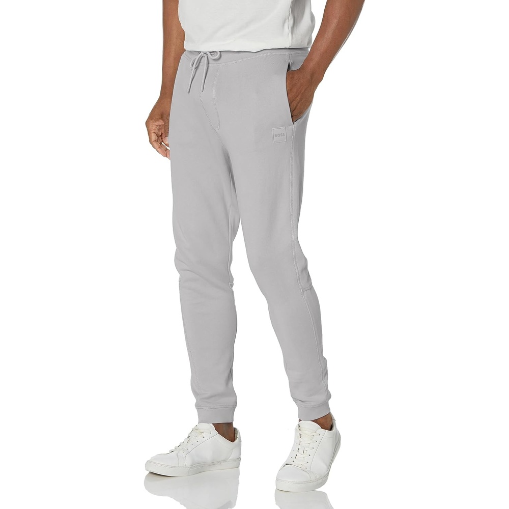 image:imageBOSS Mens Patch Logo French Terry Cotton JoggersHigh Rise Grey