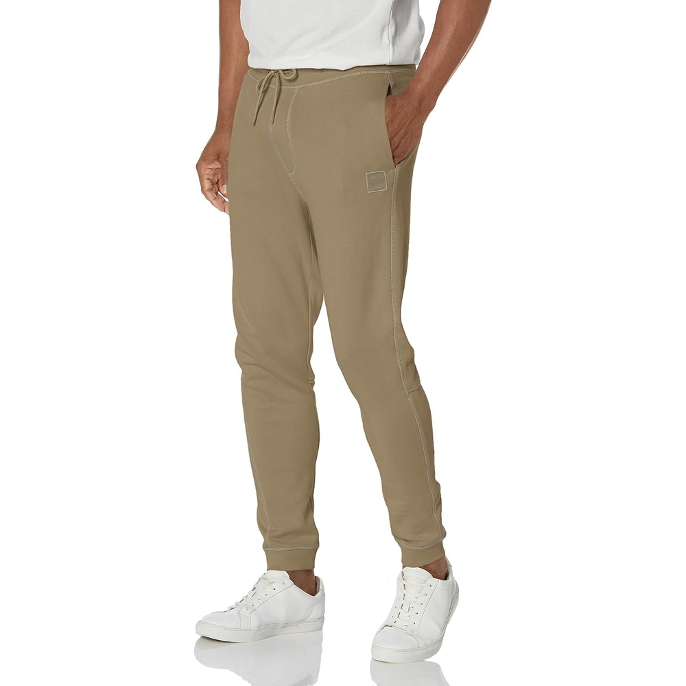 image:imageBOSS Mens Patch Logo French Terry Cotton JoggersTrout Green
