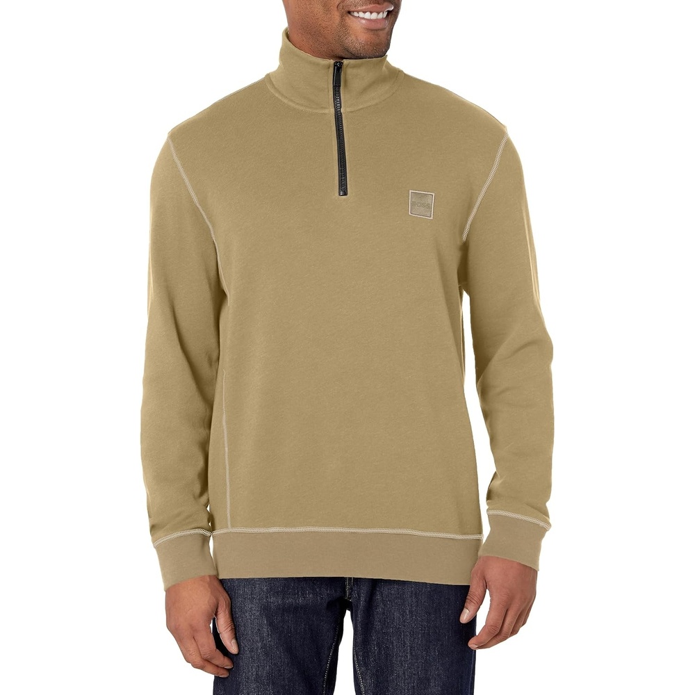 image:imageBOSS Mens Patch Logo French Terry Quarter Zip Up SweatshirtTrout Green