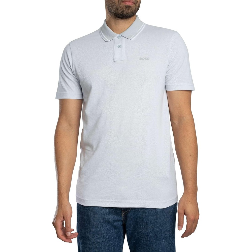 image:imageBOSS Mens PeoxfordNew Relaxed Fit Oxford Cotton Pique Polo ShirtLight Pastel Grey