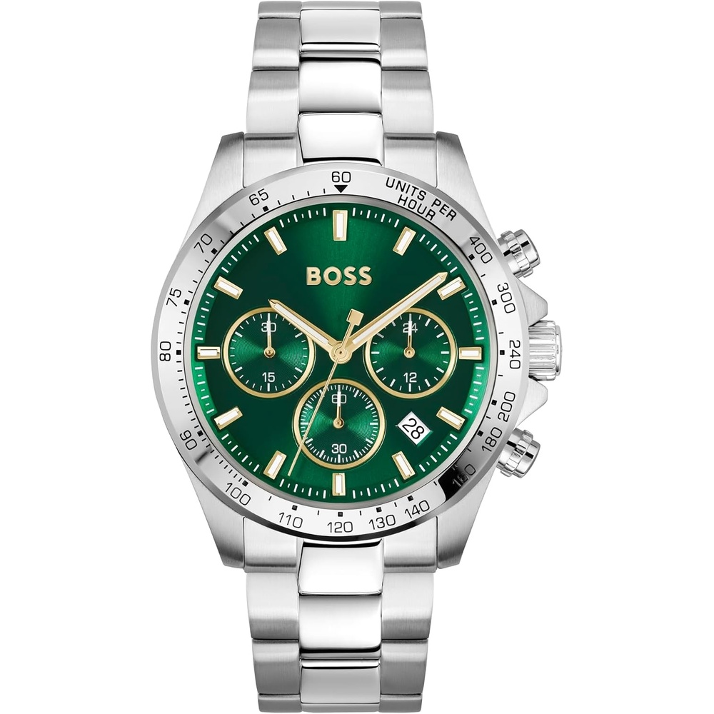 image:imageBOSS Mens Premium Fashion Quartz Chronograph Watch  Water Resistance up to 50m Model 1513755Silver  Green